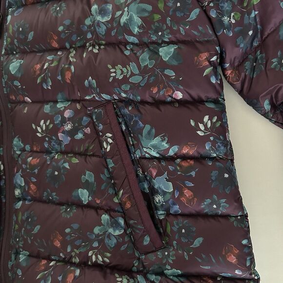 ILSE JACOBSEN Down Jacket Womens Sz 44 US 14 Floral Puffer Purple Lightweight - Picture 8 of 14